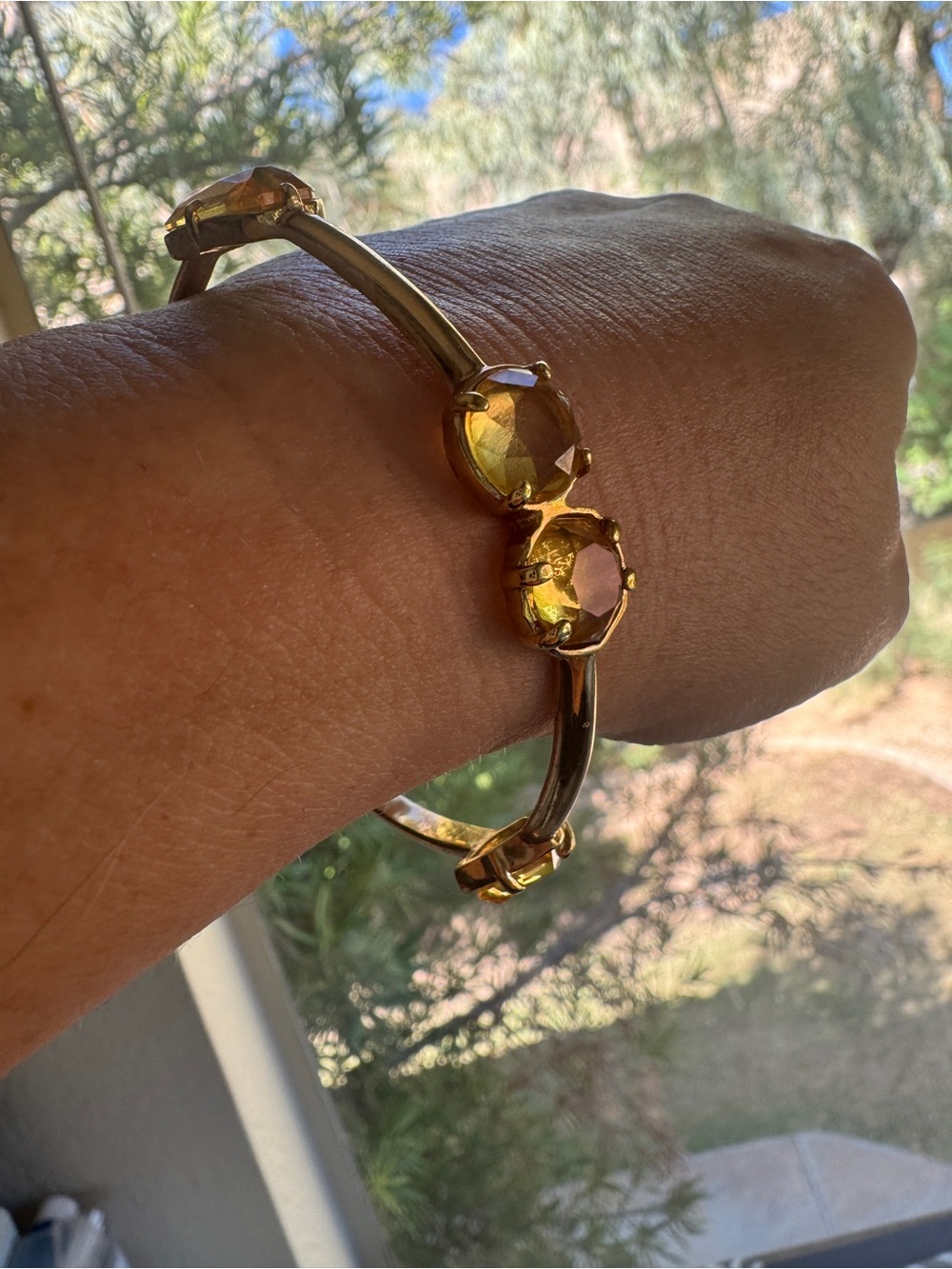 Kate Spade New York Gold-Tone Crystal Hinged Bangle Bracelet